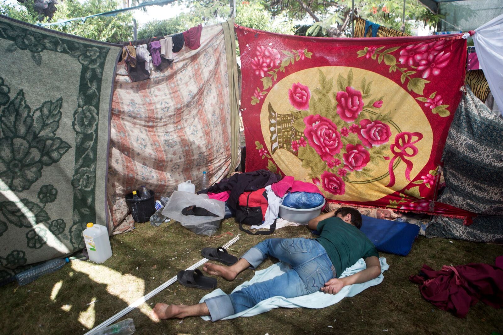 Once all the UN schools turned temporary shelters had filled up, people fleeing Shuja'iyya camped for weeks in the rear garden of the main hospital in the Gaza Strip.
