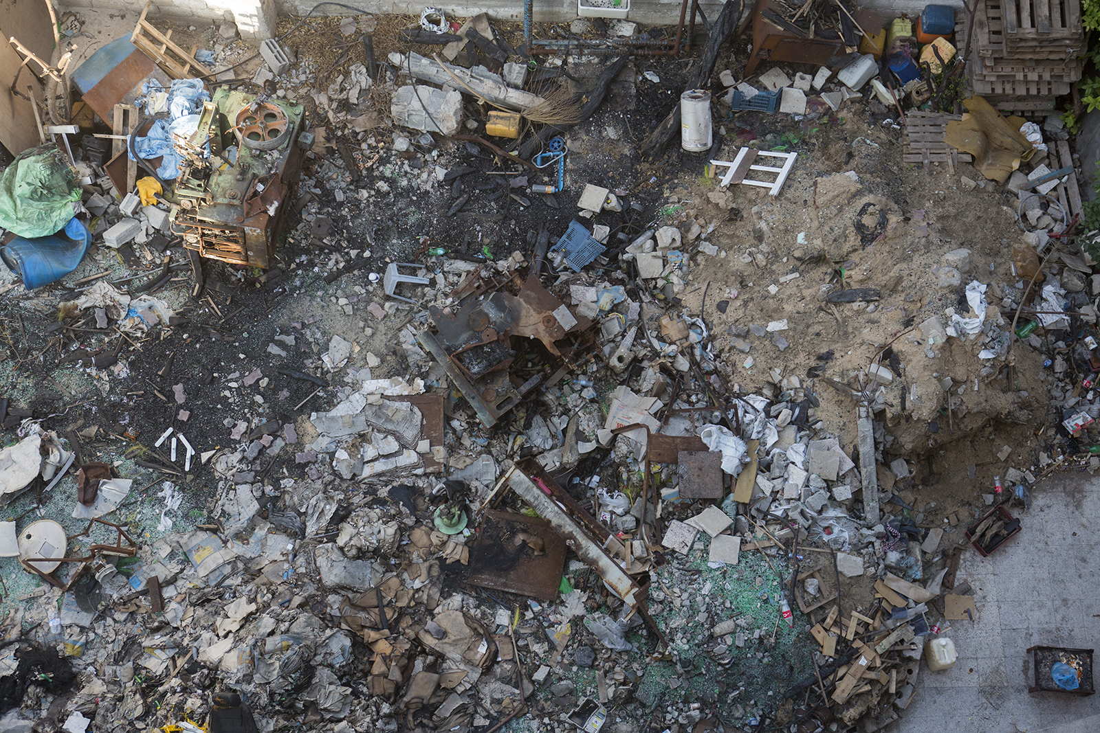 The view from the rooftop of the burnt yard in front of al-Khalili's home.